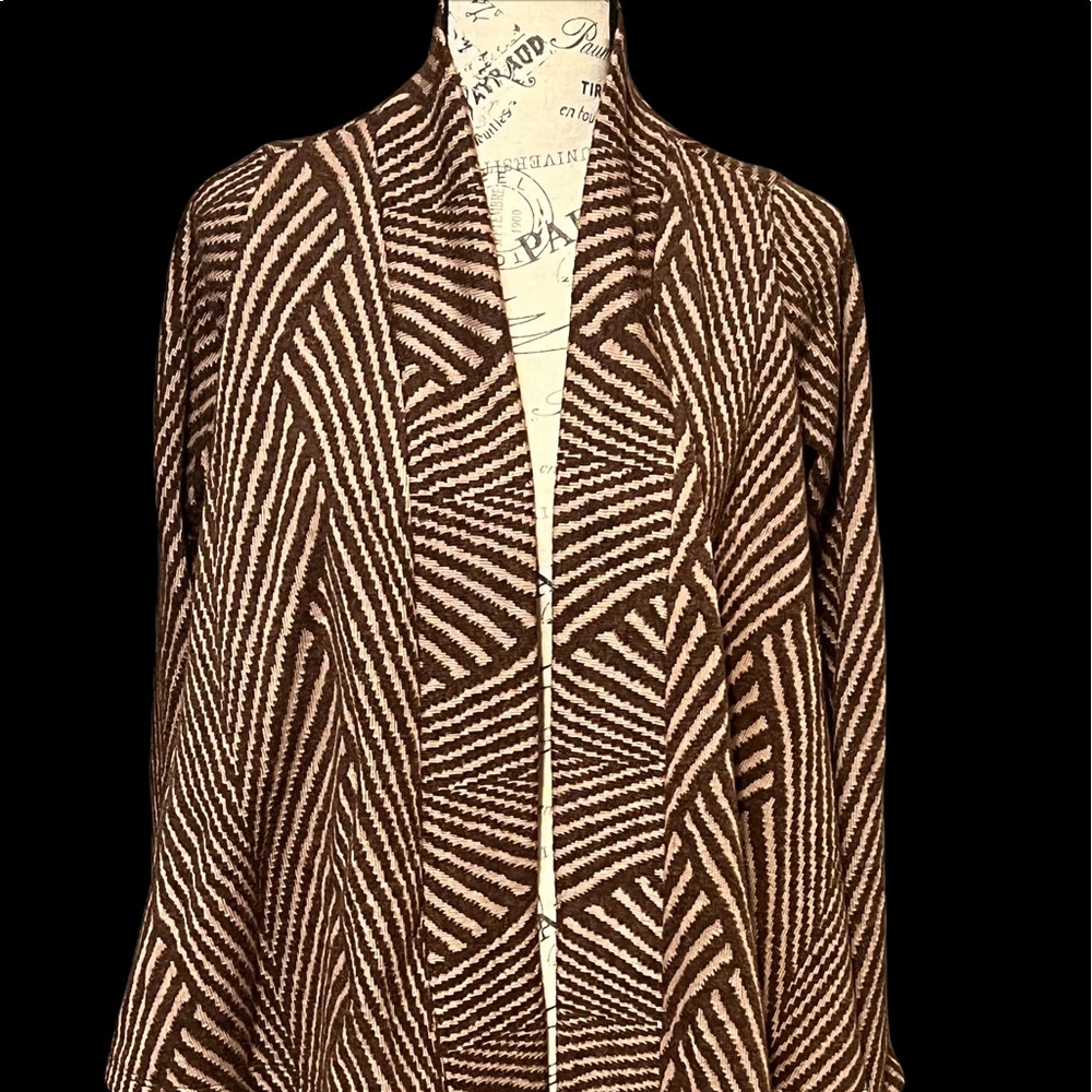 Blu Pepper Light Brown/ Brown Asymmetric Waterfall Cardigan
